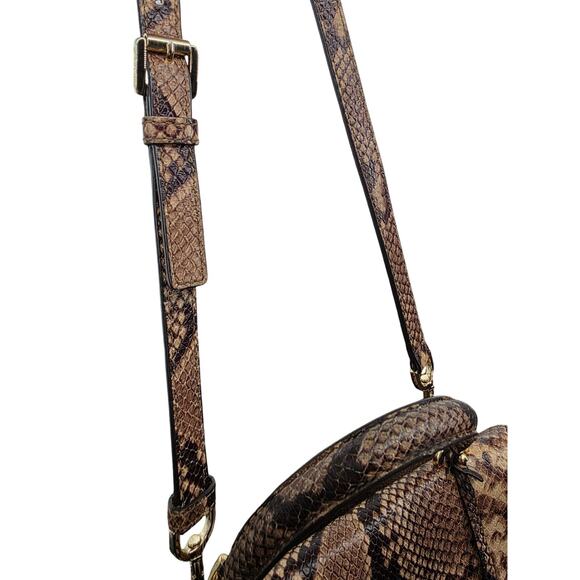Michael Kors Ava Medium Python Snake Leather Crossbody Satchel Bag Khaki - Picture 12 of 15